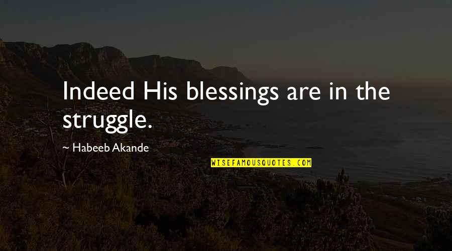 Struggle And God Quotes By Habeeb Akande: Indeed His blessings are in the struggle.