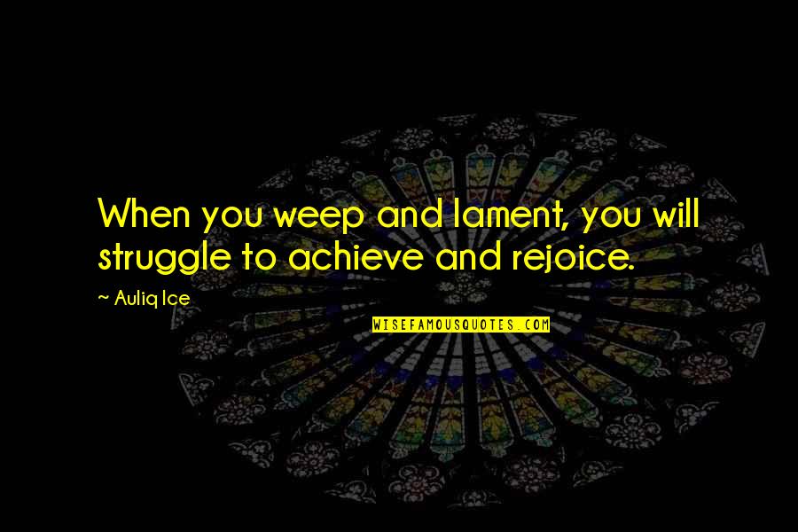 Struggle And Success Quotes By Auliq Ice: When you weep and lament, you will struggle