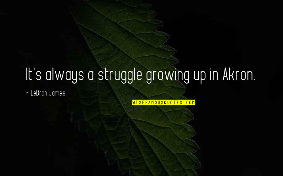 Struggle On Your Own Quotes By LeBron James: It's always a struggle growing up in Akron.