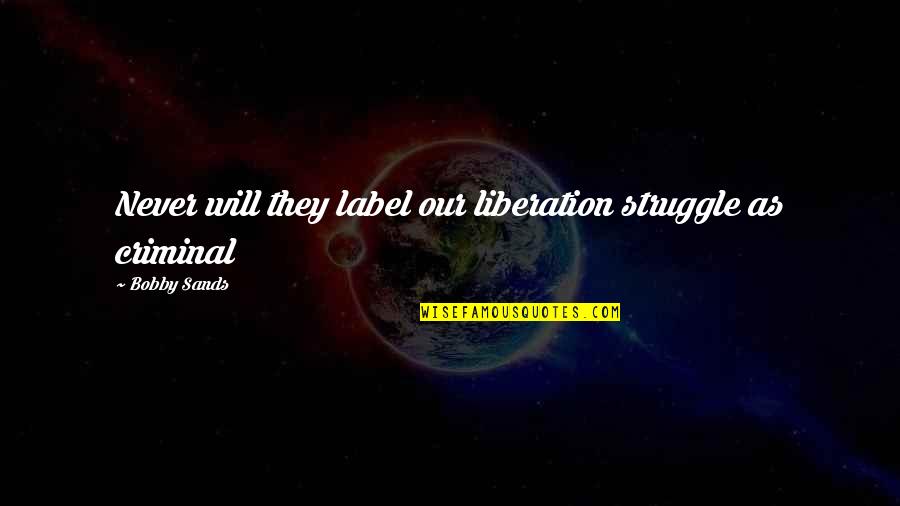 Struggle Will Quotes By Bobby Sands: Never will they label our liberation struggle as