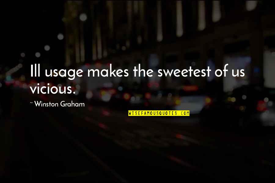 Struggles And Pain Quotes By Winston Graham: Ill usage makes the sweetest of us vicious.