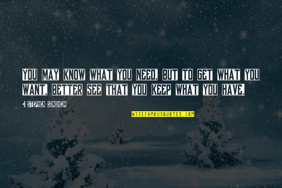 Strunskys Test Quotes By Stephen Sondheim: You may know what you need, but to Strunskys Test Quotes By Stephen Sondheim: You may know what you need, but to