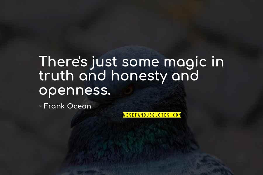 Stryj Jews Quotes By Frank Ocean: There's just some magic in truth and honesty
