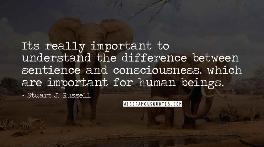 Stuart J. Russell quotes: Its really important to understand the difference between sentience and consciousness, which are important for human beings.