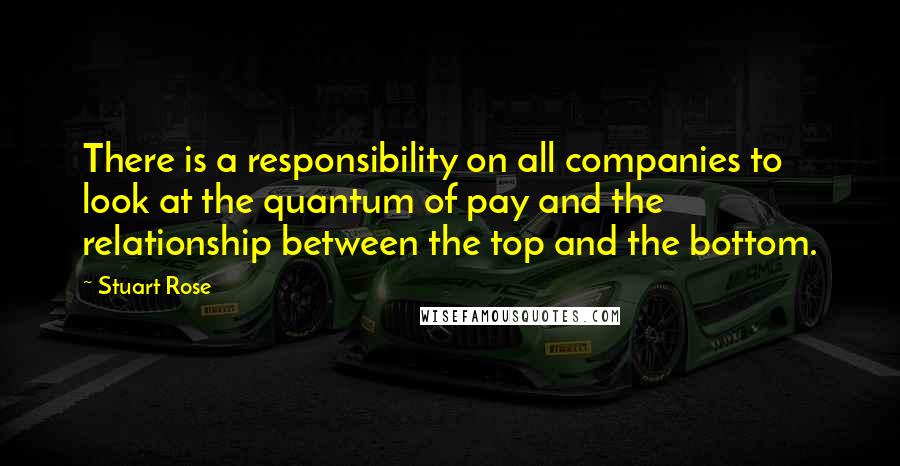 Stuart Rose quotes: There is a responsibility on all companies to look at the quantum of pay and the relationship between the top and the bottom.