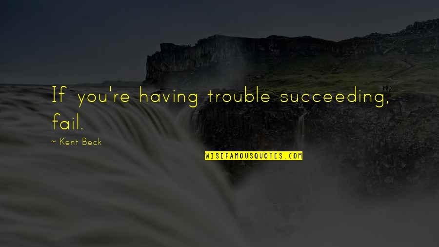 Stuck In Between Two Quotes By Kent Beck: If you're having trouble succeeding, fail.