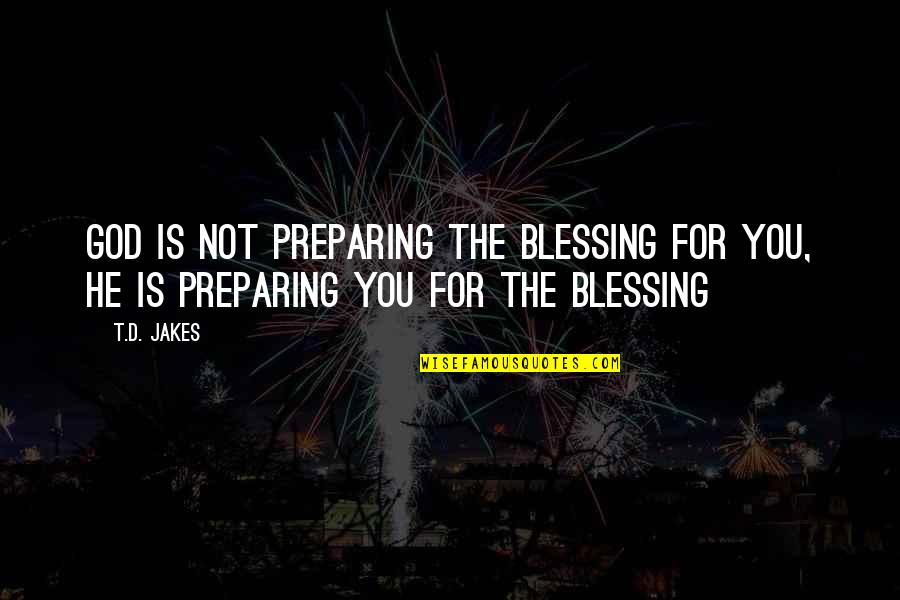 Stud Type Quotes By T.D. Jakes: God is not preparing the Blessing for YOU,