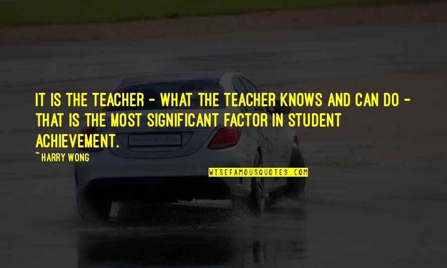 Student Learning Quotes By Harry Wong: It is the teacher - what the teacher