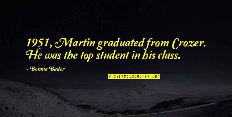 Student Quotes By Bonnie Bader: 1951, Martin graduated from Crozer. He was the