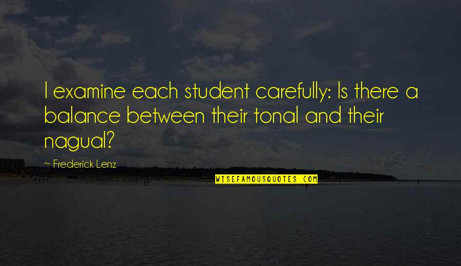 Student Quotes By Frederick Lenz: I examine each student carefully: Is there a