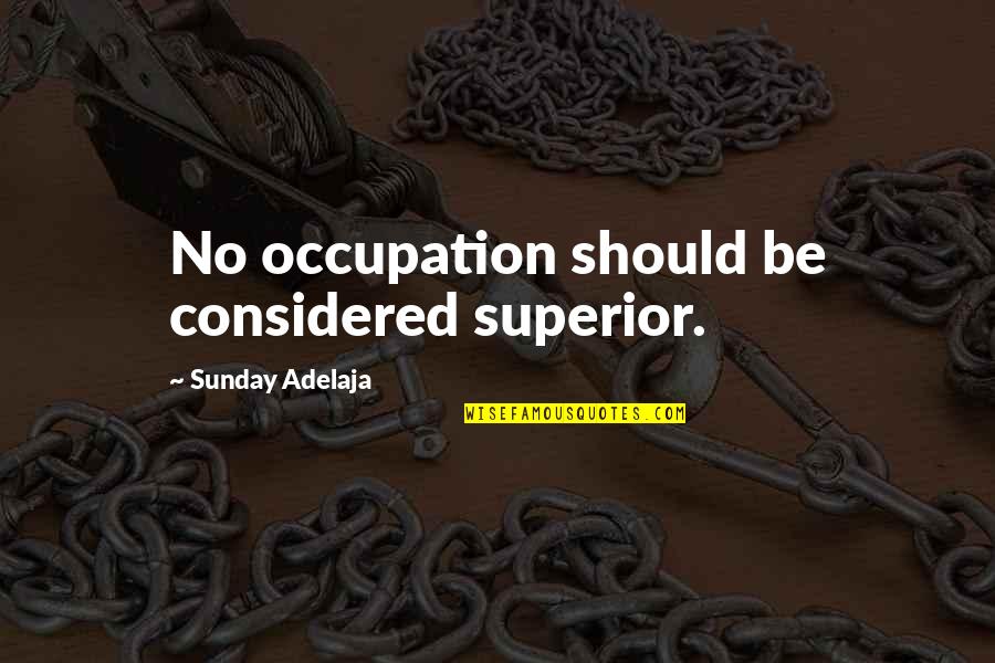 Studies And Love Quotes By Sunday Adelaja: No occupation should be considered superior.
