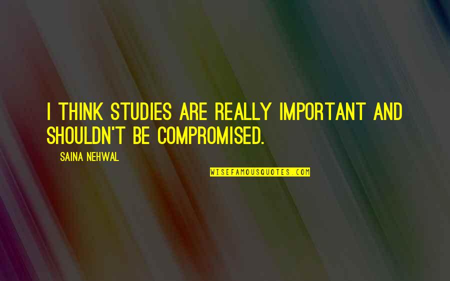 Studies Quotes By Saina Nehwal: I think studies are really important and shouldn't
