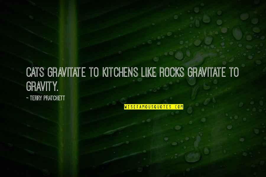 Study Bored Quotes By Terry Pratchett: Cats gravitate to kitchens like rocks gravitate to Study Bored Quotes By Terry Pratchett: Cats gravitate to kitchens like rocks gravitate to