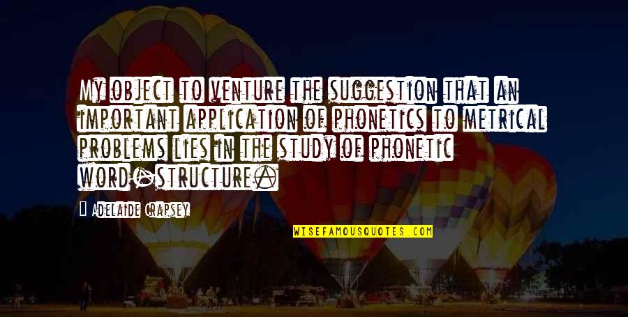 Study Is Very Important Quotes By Adelaide Crapsey: My object to venture the suggestion that an