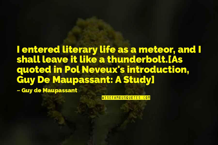 Study Life Quotes By Guy De Maupassant: I entered literary life as a meteor, and