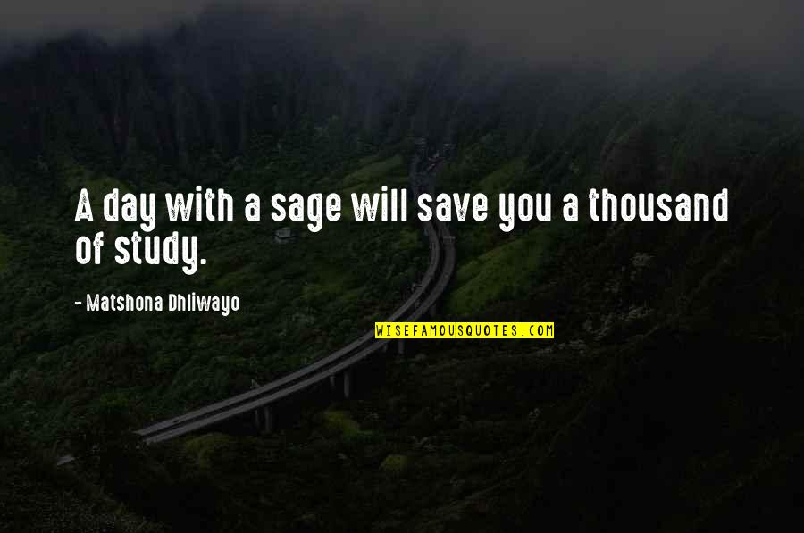 Study Quotes Quotes By Matshona Dhliwayo: A day with a sage will save you