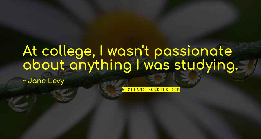 Studying In College Quotes By Jane Levy: At college, I wasn't passionate about anything I