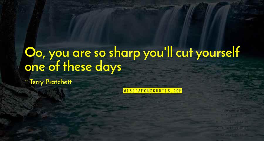 Studzinski Builders Quotes By Terry Pratchett: Oo, you are so sharp you'll cut yourself