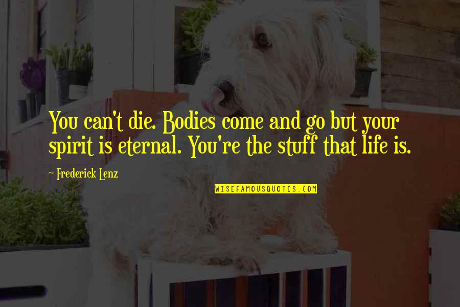 Stuff Your Stuff Quotes By Frederick Lenz: You can't die. Bodies come and go but