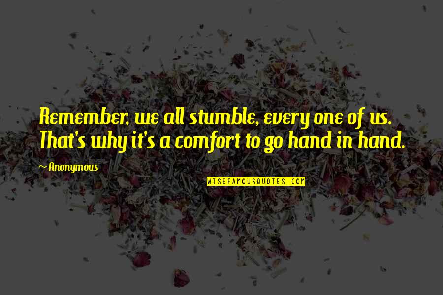 Stumble Quotes By Anonymous: Remember, we all stumble, every one of us.