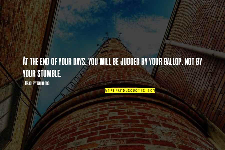 Stumble Quotes By Bradley Whitford: At the end of your days, you will