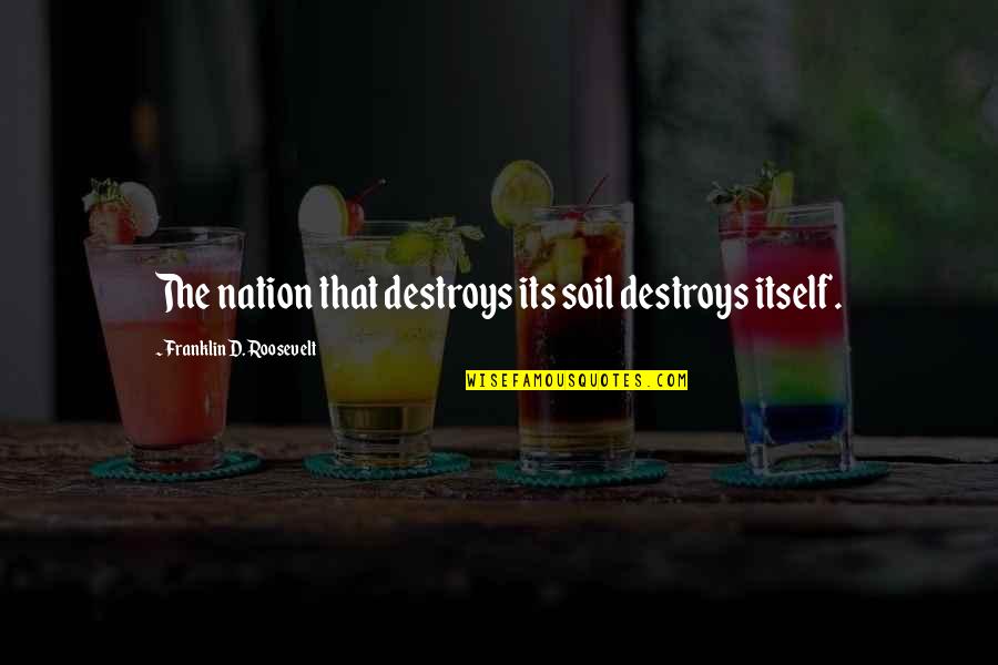 Stumbles And Falls Quotes By Franklin D. Roosevelt: The nation that destroys its soil destroys itself.