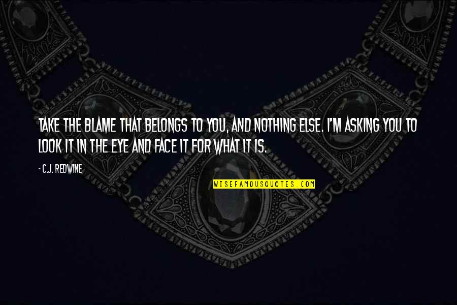 Stun The World Quotes By C.J. Redwine: Take the blame that belongs to you, and Stun The World Quotes By C.J. Redwine: Take the blame that belongs to you, and