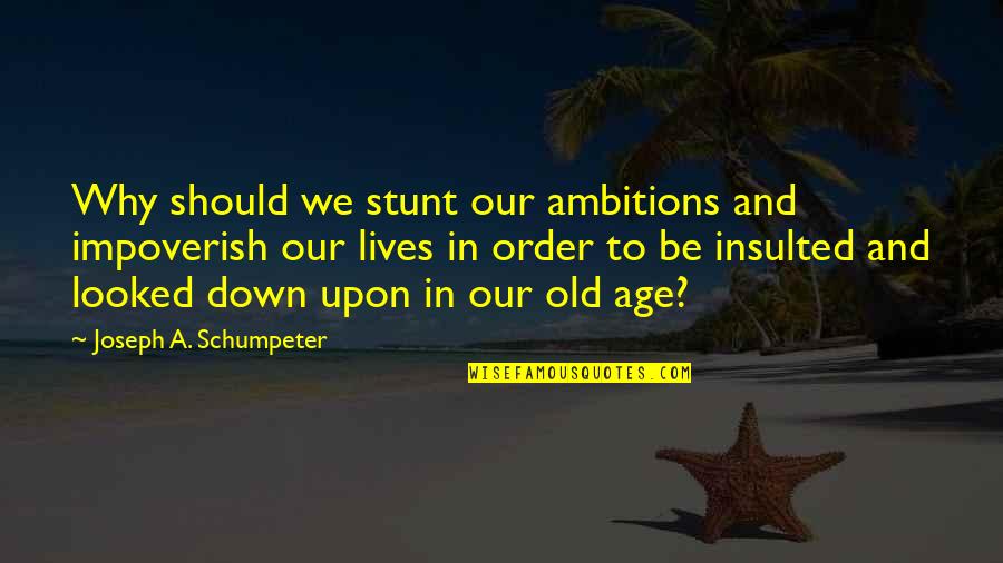Stunt Quotes By Joseph A. Schumpeter: Why should we stunt our ambitions and impoverish