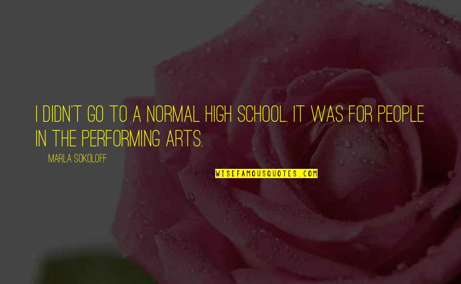 Stupava Farma Quotes By Marla Sokoloff: I didn't go to a normal high school.