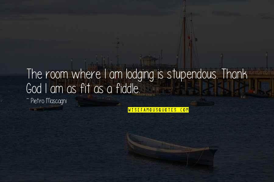 Stupendous Quotes By Pietro Mascagni: The room where I am lodging is stupendous.