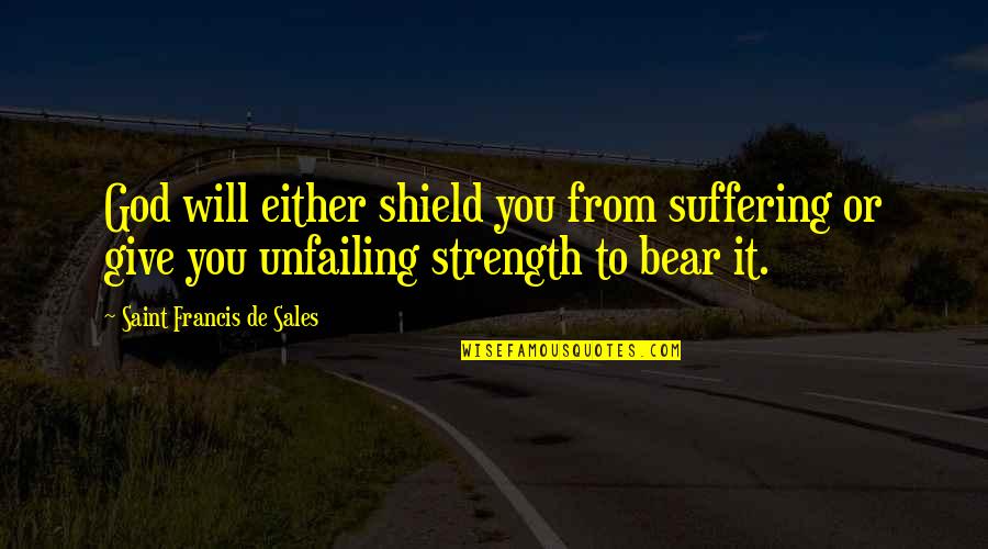 Stupid And Contagious Book Quotes By Saint Francis De Sales: God will either shield you from suffering or