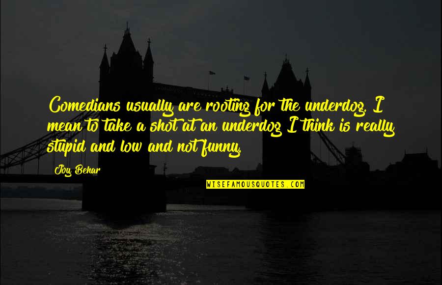 Stupid And Funny Quotes By Joy Behar: Comedians usually are rooting for the underdog. I