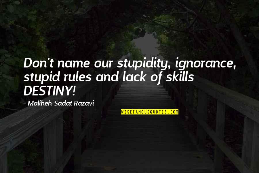 Stupid But Inspirational Quotes By Maliheh Sadat Razavi: Don't name our stupidity, ignorance, stupid rules and