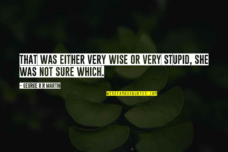 Stupid But Wise Quotes By George R R Martin: That was either very wise or very stupid,