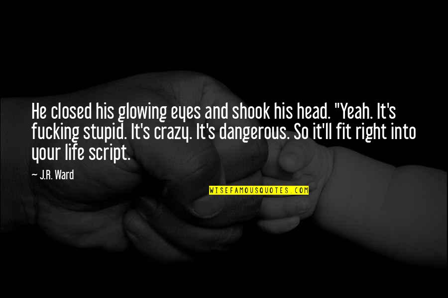 Stupid Dangerous Quotes By J.R. Ward: He closed his glowing eyes and shook his