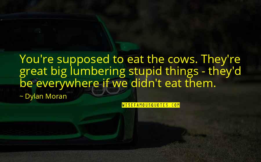 Stupid Funny Quotes By Dylan Moran: You're supposed to eat the cows. They're great