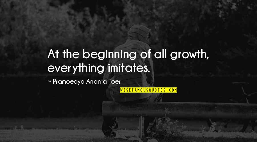 Stupid Guys Quotes By Pramoedya Ananta Toer: At the beginning of all growth, everything imitates.