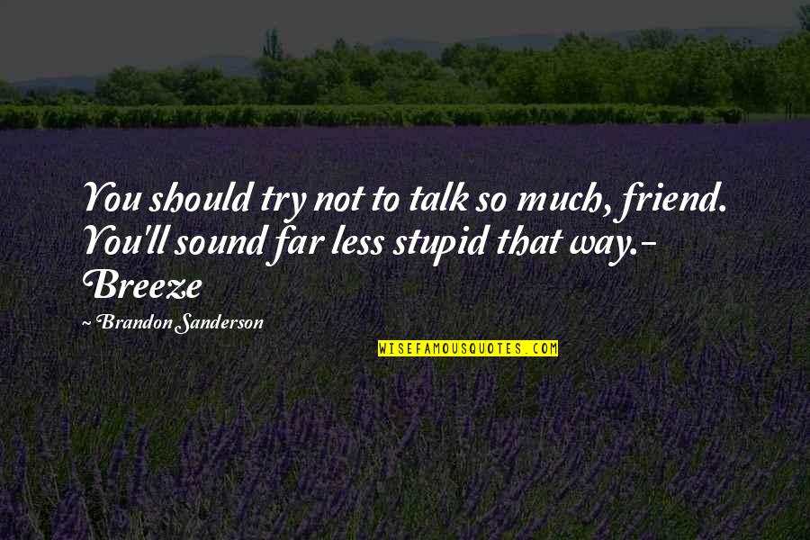 Stupid Humor Quotes By Brandon Sanderson: You should try not to talk so much, Stupid Humor Quotes By Brandon Sanderson: You should try not to talk so much,