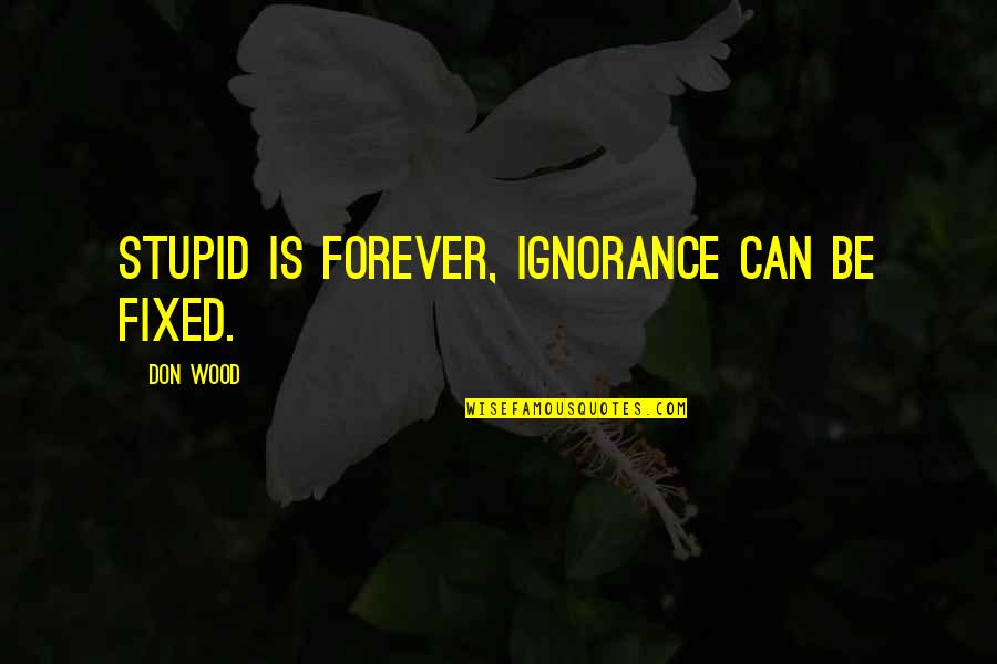 Stupid Is Forever More Quotes By Don Wood: Stupid is forever, ignorance can be fixed.