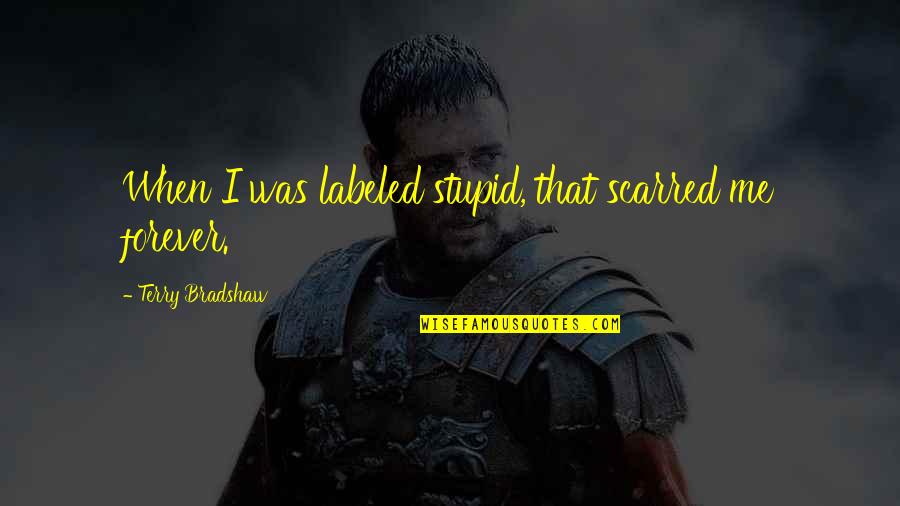 Stupid Is Forever Quotes By Terry Bradshaw: When I was labeled stupid, that scarred me