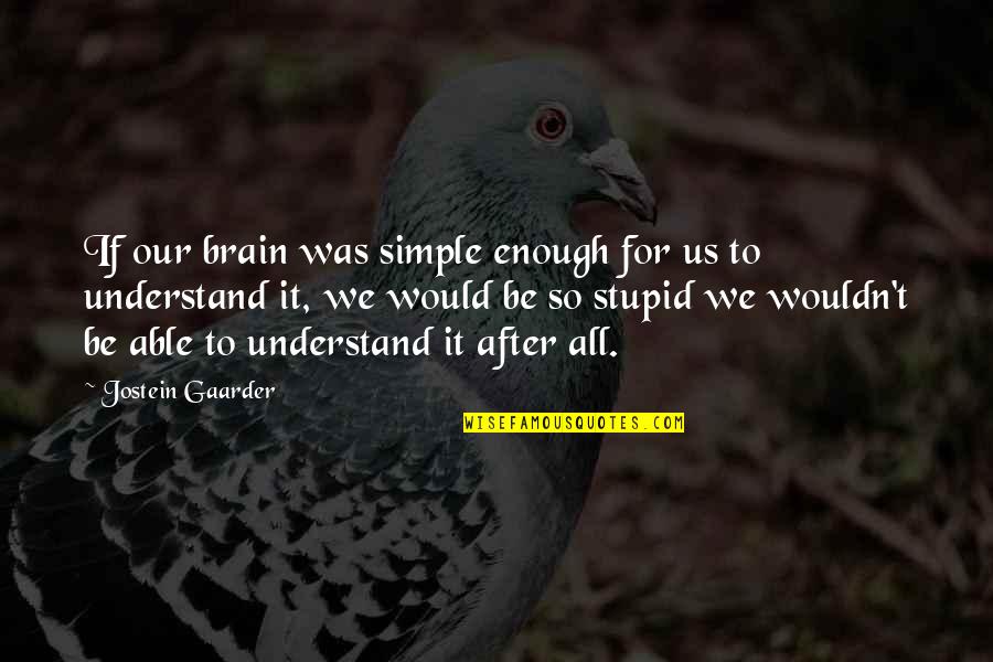 Stupid Philosophy Quotes By Jostein Gaarder: If our brain was simple enough for us Stupid Philosophy Quotes By Jostein Gaarder: If our brain was simple enough for us