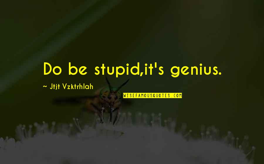 Stupid Philosophy Quotes By Jtjt Vzktrhlah: Do be stupid,it's genius. Stupid Philosophy Quotes By Jtjt Vzktrhlah: Do be stupid,it's genius.