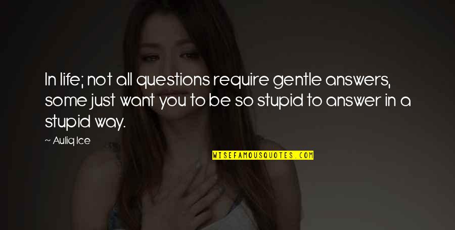 Stupid Questions And Quotes By Auliq Ice: In life; not all questions require gentle answers,