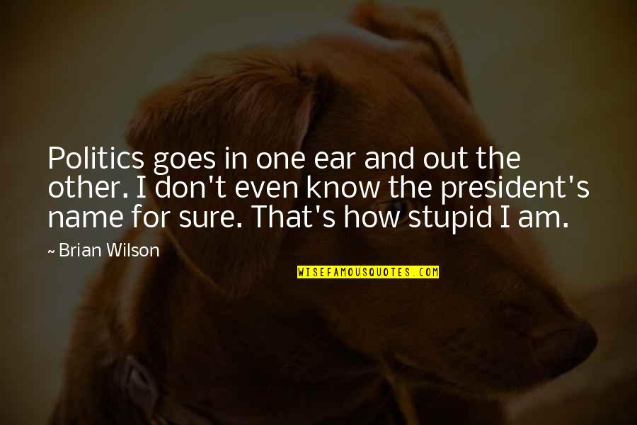 Stupid Us President Quotes By Brian Wilson: Politics goes in one ear and out the