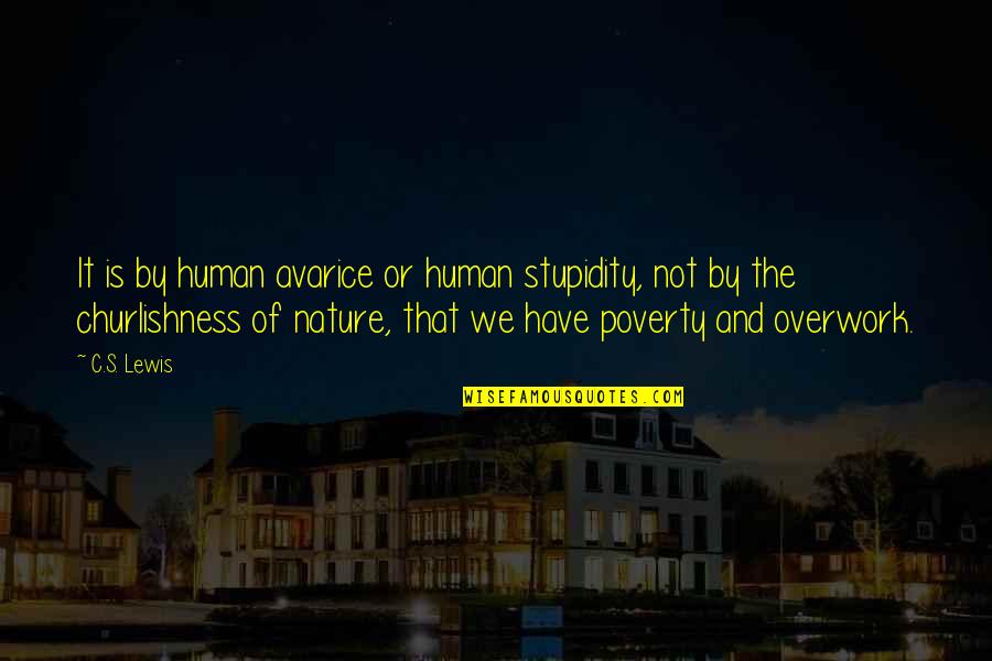 Stupidity's Quotes By C.S. Lewis: It is by human avarice or human stupidity,