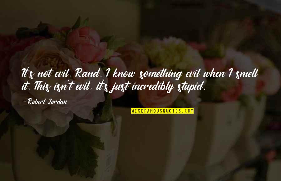Stupidity's Quotes By Robert Jordan: It's not evil, Rand. I know something evil