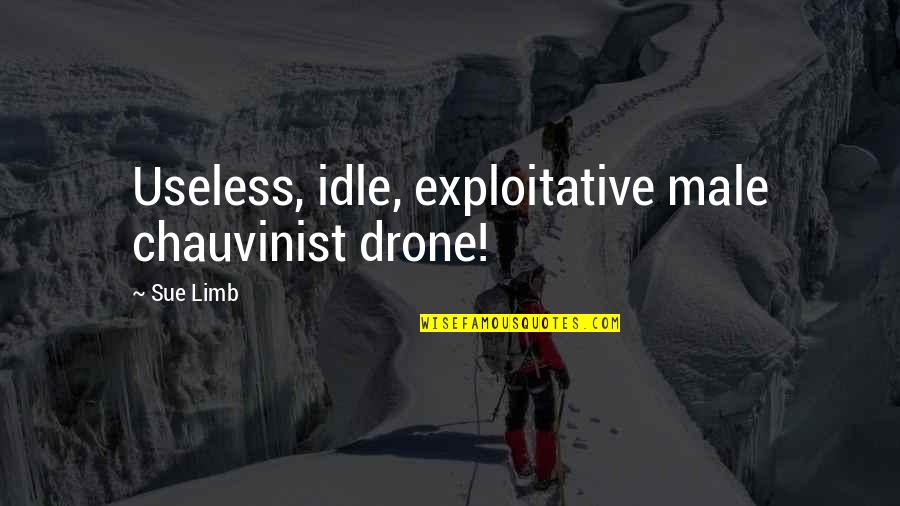 Stupidly Profound Quotes By Sue Limb: Useless, idle, exploitative male chauvinist drone!