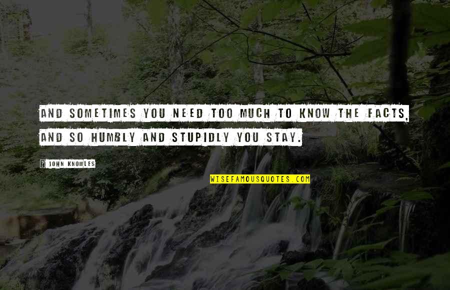Stupidly Quotes By John Knowles: And sometimes you need too much to know Stupidly Quotes By John Knowles: And sometimes you need too much to know