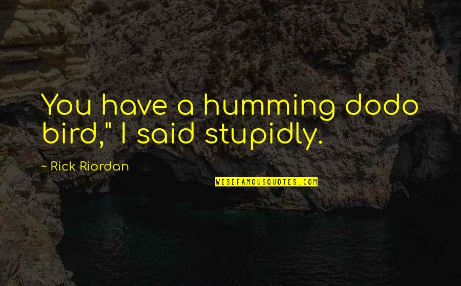 Stupidly Quotes By Rick Riordan: You have a humming dodo bird," I said Stupidly Quotes By Rick Riordan: You have a humming dodo bird," I said