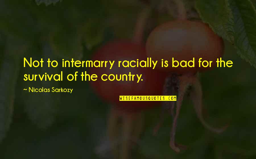 Sturms Wine Quotes By Nicolas Sarkozy: Not to intermarry racially is bad for the